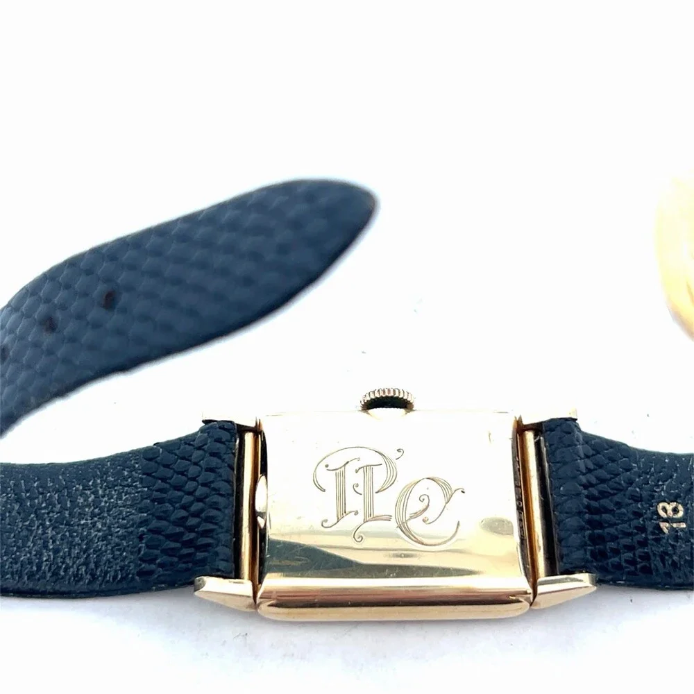 Vintage Hamilton 14k Solid Gold Rectangular Tank Style Working Manual Mens Watch